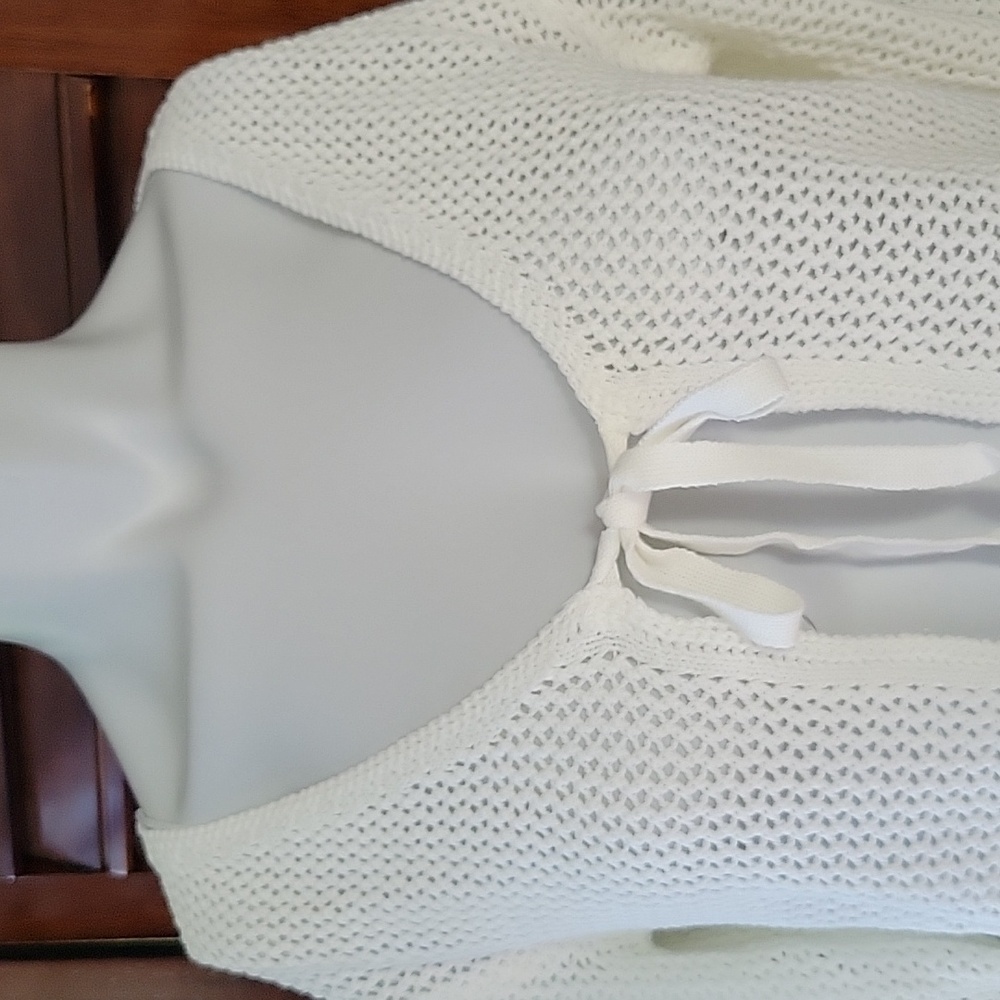 Laura Ashley Cream Knit Cardigan Tie Front Cottagecore Coquette Grandmacore Sz 4 - Picture 2 of 6